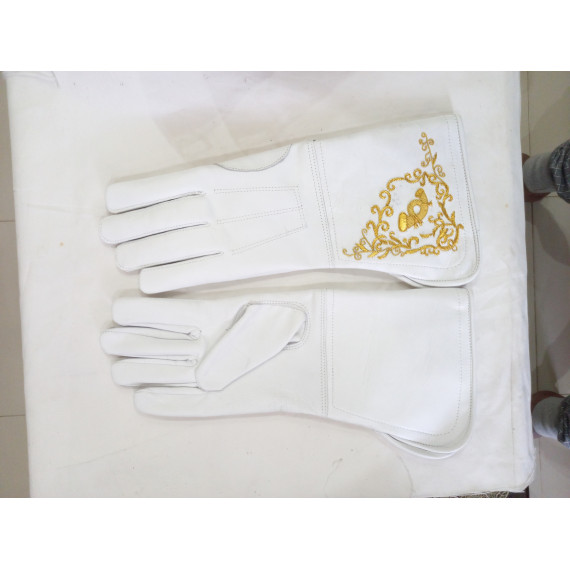 Civil War US Embroidered Leather Gauntlets – Handmade Military Reenactment Gloves