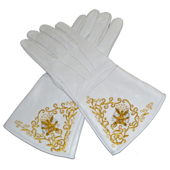 Civil War US Embroidered Leather Gauntlets – Handmade Military Reenactment Gloves