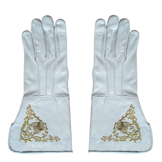 Civil War US Embroidered Leather Gauntlets – Handmade Military Reenactment Gloves