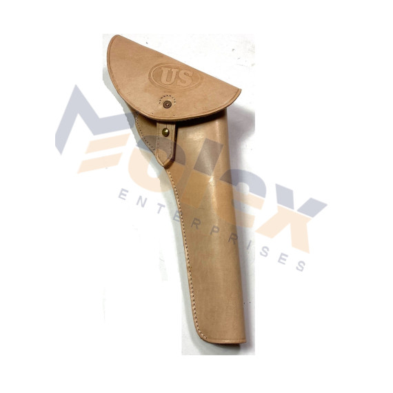 Civil War M1858 Pistol Leather Holster – Confederate & Union Natural US Stamped | Authentic Replica