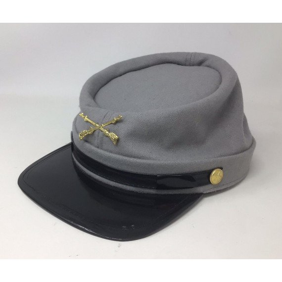 Confederate Army Civil War Replica Wool Kepi with Crossed Rifles | Authentic Military Hat