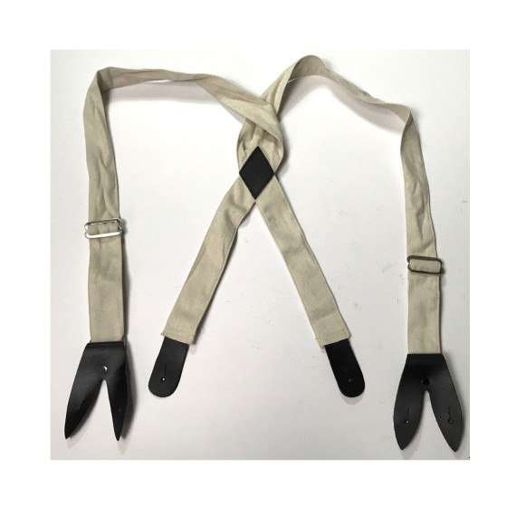 Civil War White Cotton Suspenders with Leather Ends | Authentic Reenactment Braces