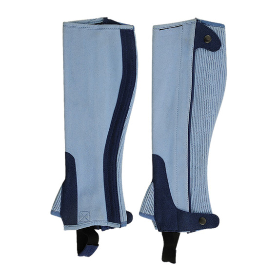 Sky blue & Navy Suede Horse Riding Half Chaps | Amara Equestrian Chaps
