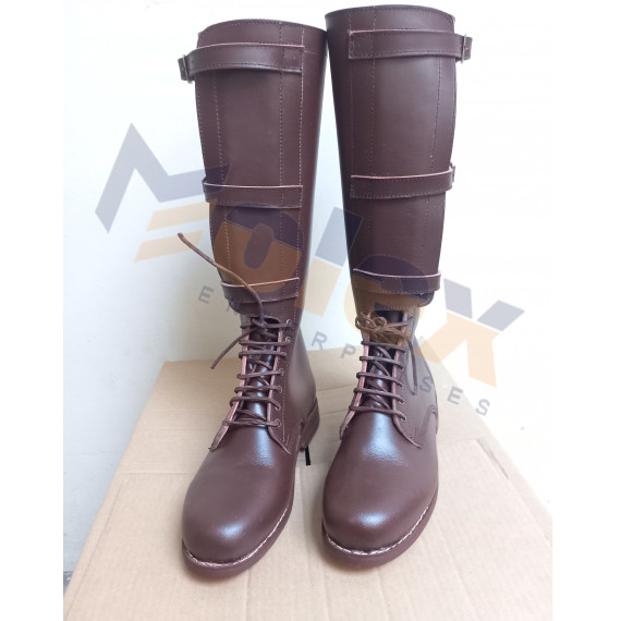 WWII German M40 Cavalry 3-Buckle Boots | Handmade Leather  Long Boots All Sizes