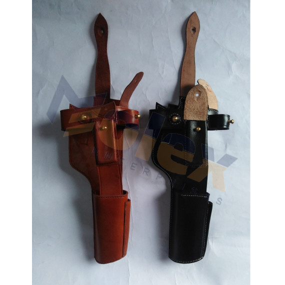 WWI WWII German Mauser C96 Broomhandle Holster Rig for Stock | Premium Leather Replica
