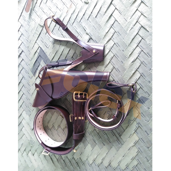 British Sam Browne Officers Equipment Set Leather | Military Officer Belt Kit Replica