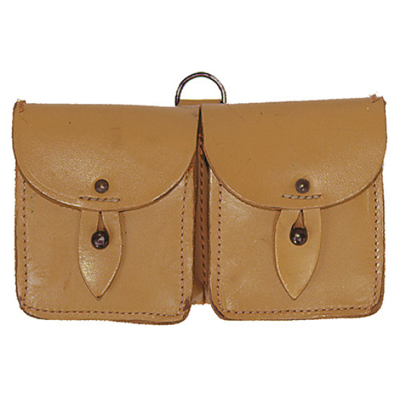 1960s French Army Leather Belt Pouch – Vintage Desert Sand Ammo Magazine Holder