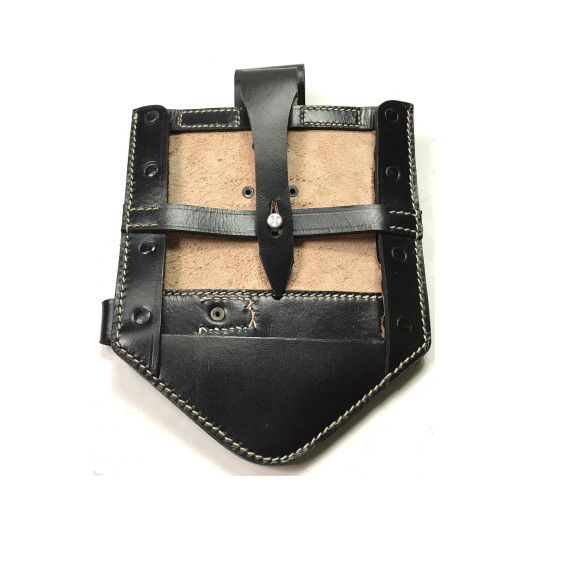 WWII German Heer Early War Folding Shovel Carry Cover | Black Leather – Original Wehrmacht Equipment