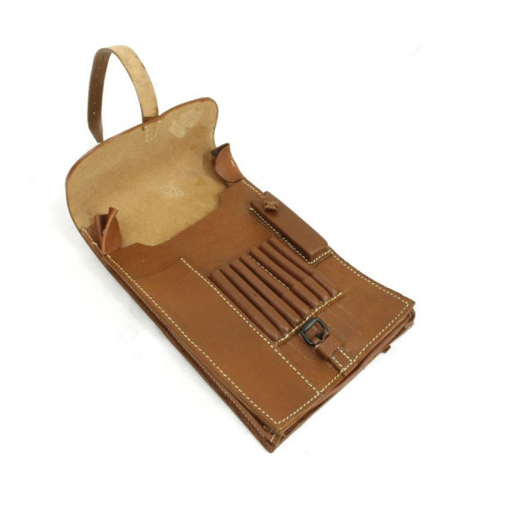 WW2 German Officer M35 Map Case – Brown Leather Carte Case Military Replica