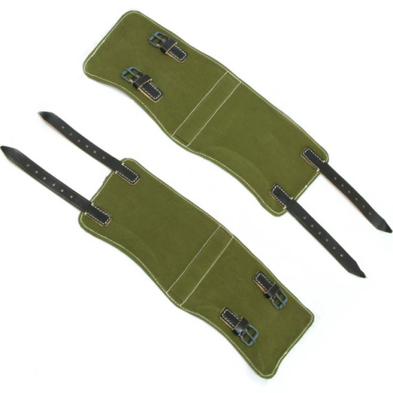 WW2 German Olive Gaiters | Authentic Gamaschen – Black Leather