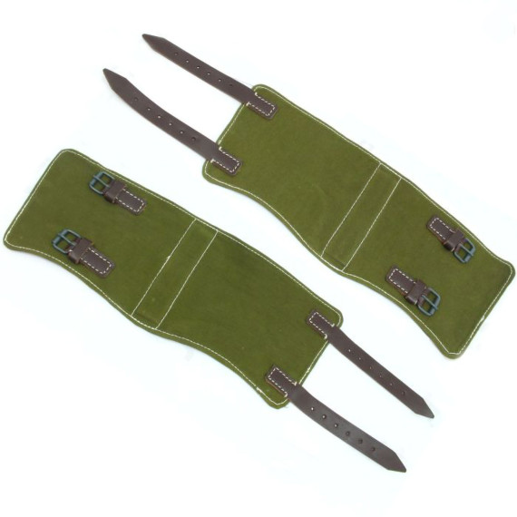 WW2 German Olive Gaiters / Gamaschen – Authentic Brown Leather WWII Military Leg Wraps