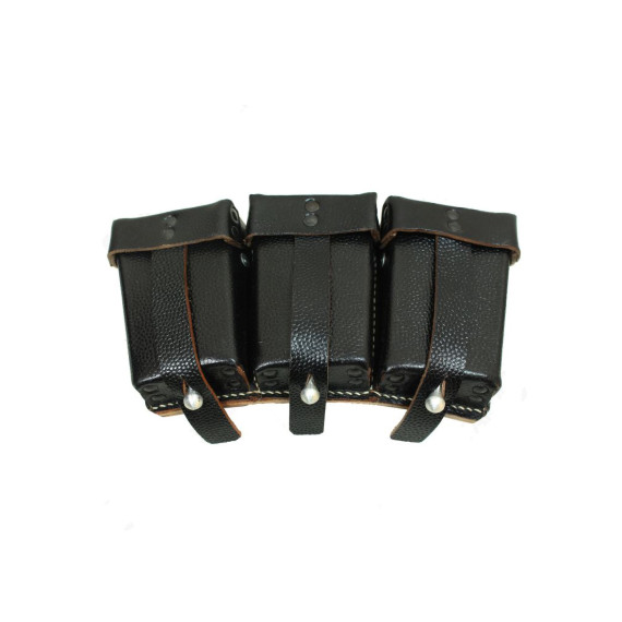 WW2 German K98 Triple Ammo Pouches – Black Rivet Front | WWII Reenactment Gear