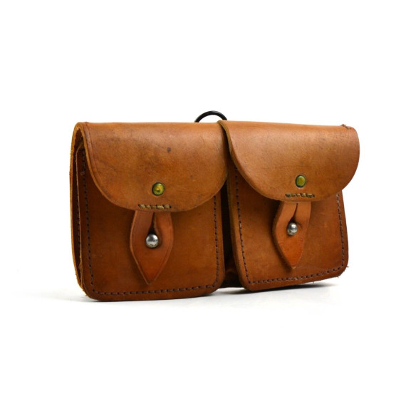 1960s French Army Leather Belt Pouch – Vintage Desert Sand Ammo Magazine Holder